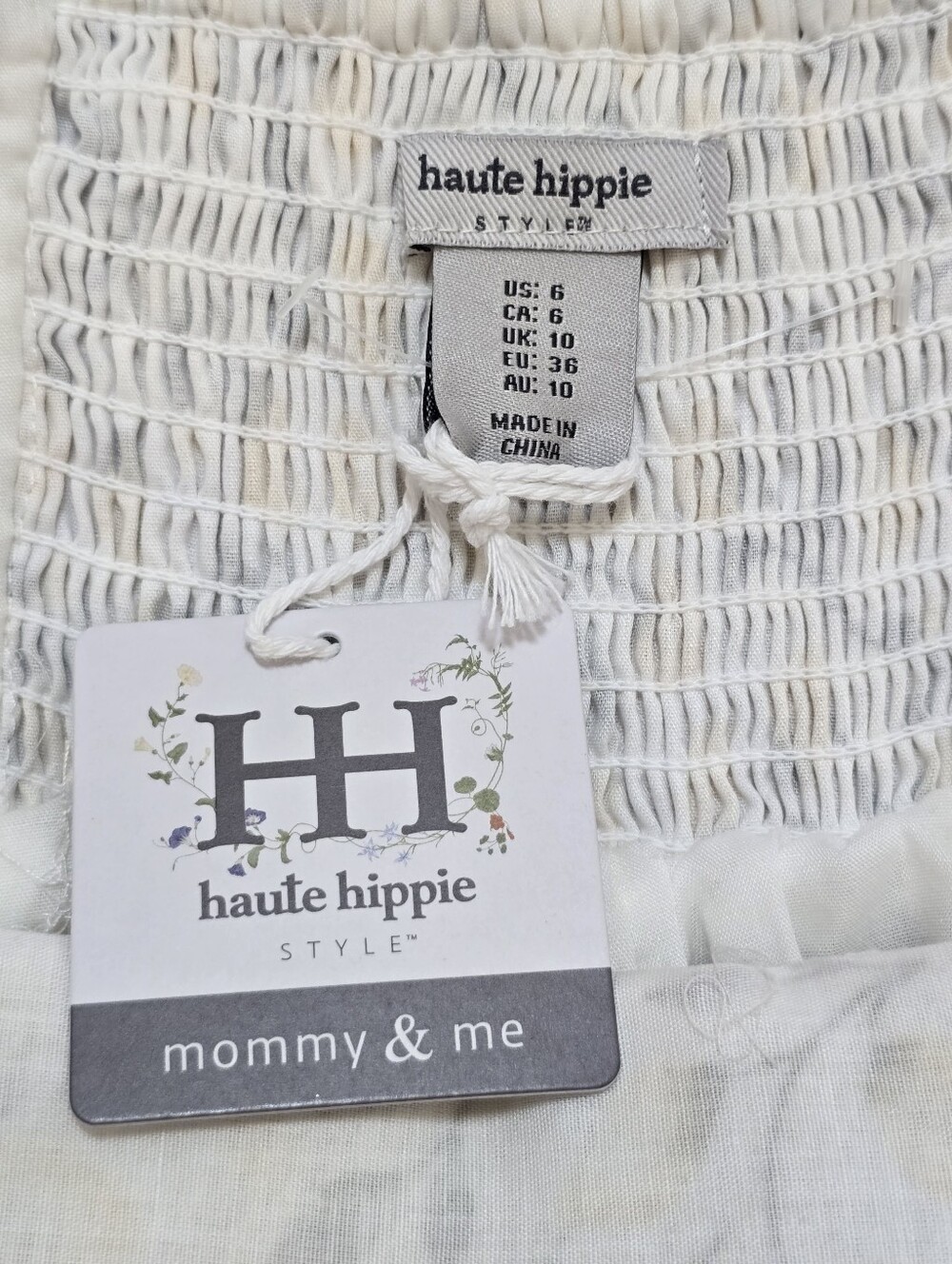 Haute Hippie Lemon Print Tiered Midi Dress Crochet Trim Sz.6 Cotton Cottagecore - Picture 15 of 15
